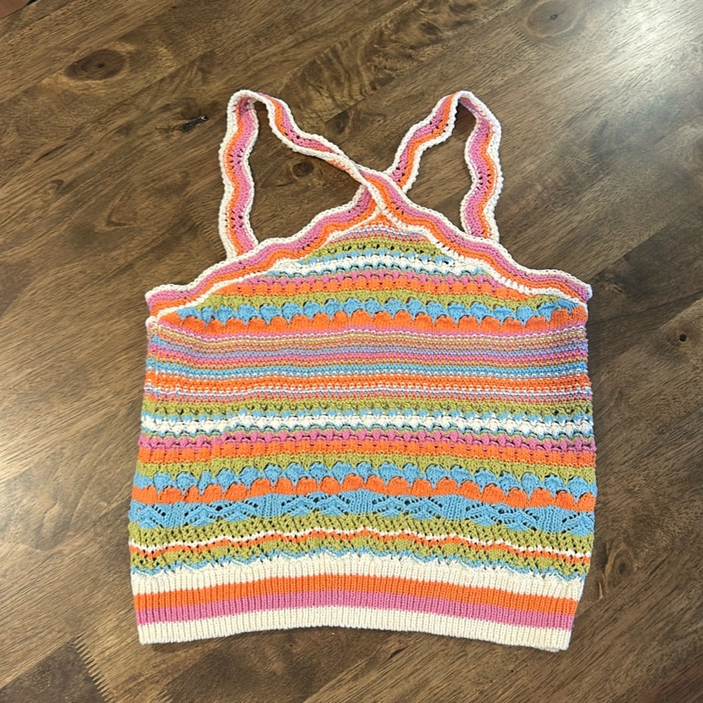 Zara Multicolored Halter Knit Top Size Medium